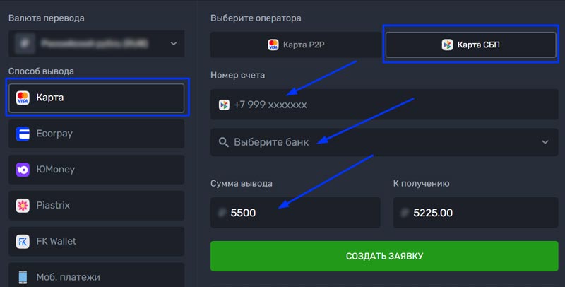 Форма для осуществления кешаутов